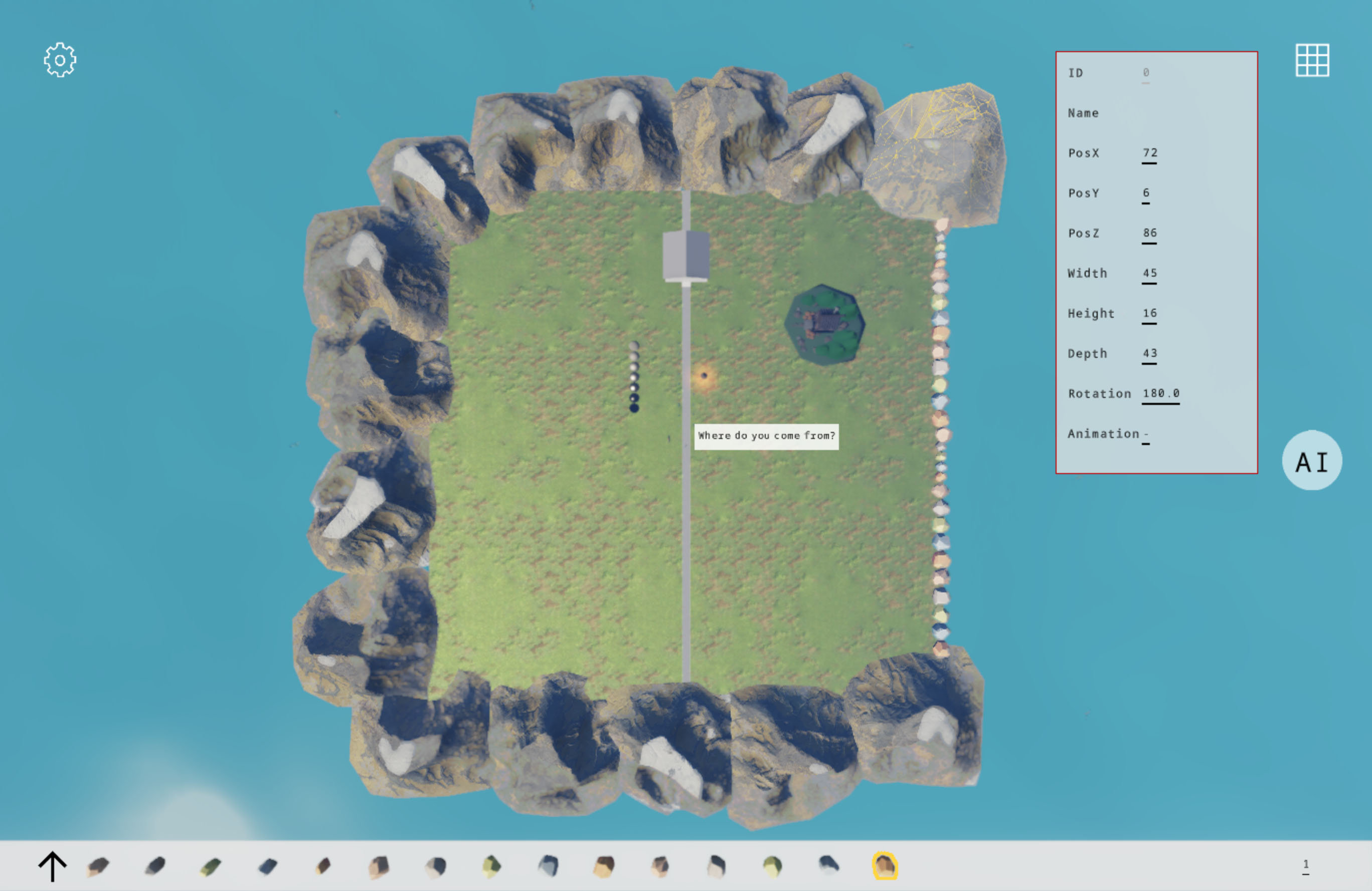 Object picking and highlight in the island scene